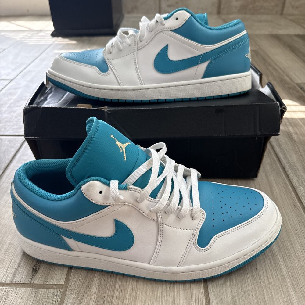 Size 13 Air Jordan 1 Low Aquatone Teal 553558-174 og box - Picture 2 of 10